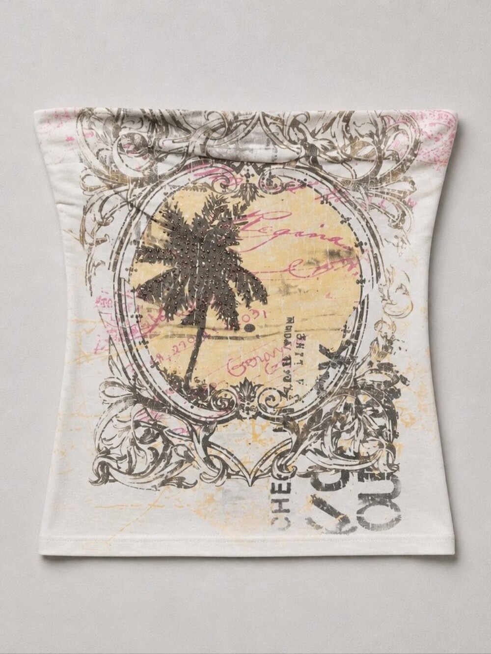 Maurices M Medium Sunset Beach White Top with Aqua Brand Tag Tube Top Tank